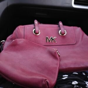 Michael Kors Red Leather Satchel with Glossy Finish